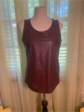 Cato Faux Leather Tank Top in Burgundy